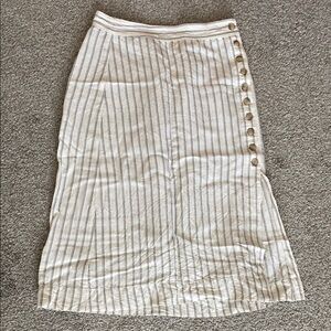 Madewell Tan and White Ribbed Midi Pencil Skirt